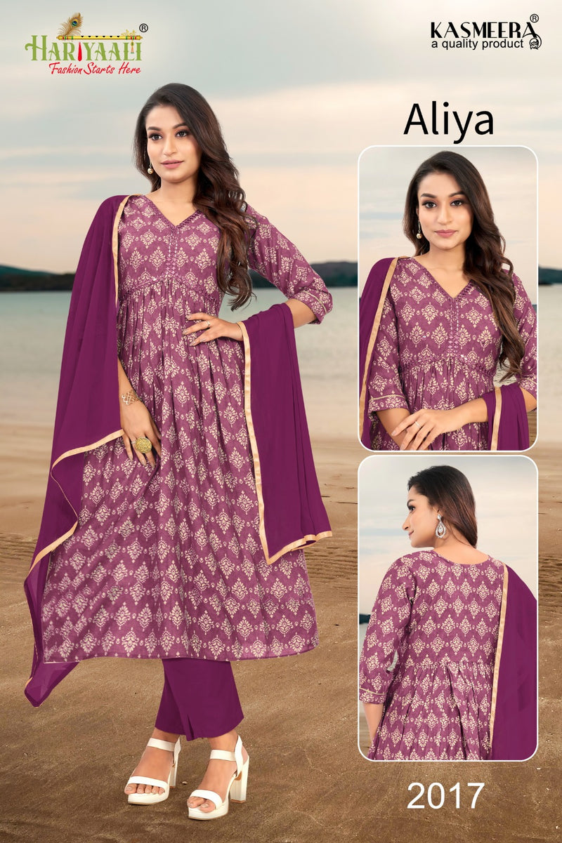 Hariyaali Aaliya Vol 2 Modal Foil Prints With Mirror Work Alia Patter Kurti Combo Set