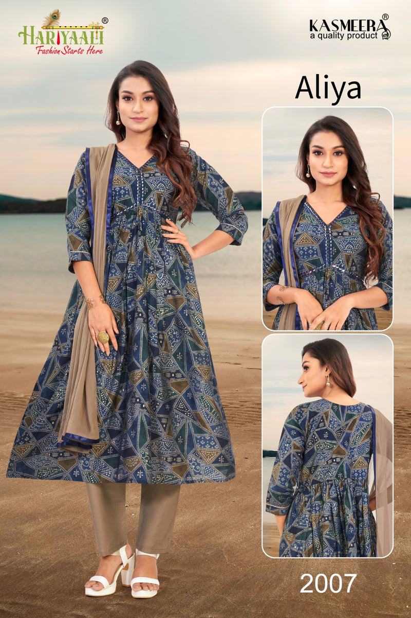 Hariyaali Aaliya Vol 2 Modal Foil Prints With Mirror Work Alia Patter Kurti Combo Set