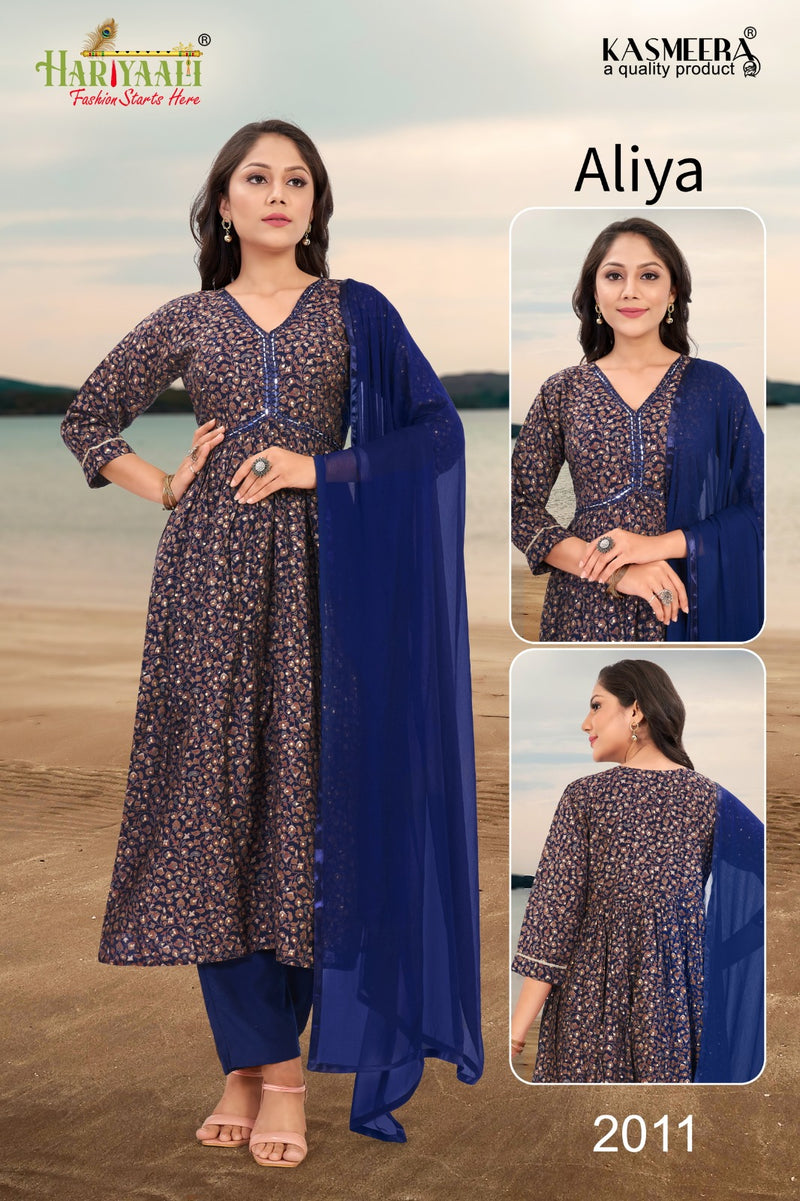 Hariyaali Aaliya Vol 2 Modal Foil Prints With Mirror Work Alia Patter Kurti Combo Set