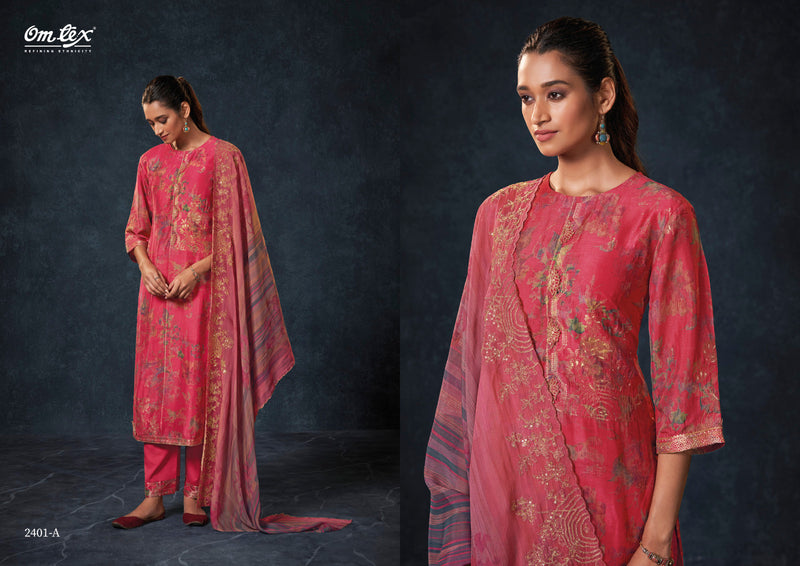 Omtex Aaloka Jacquard Digital Print With Work Heavy Salwar Suits