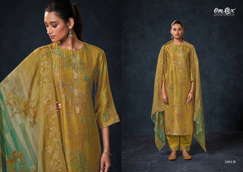 Omtex Aaloka Jacquard Digital Print With Work Heavy Salwar Suits