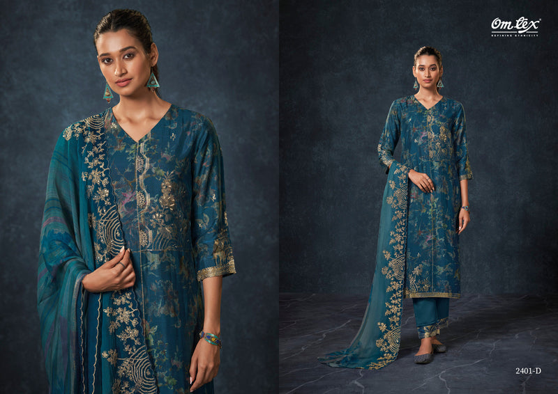 Omtex Aaloka Jacquard Digital Print With Work Heavy Salwar Suits