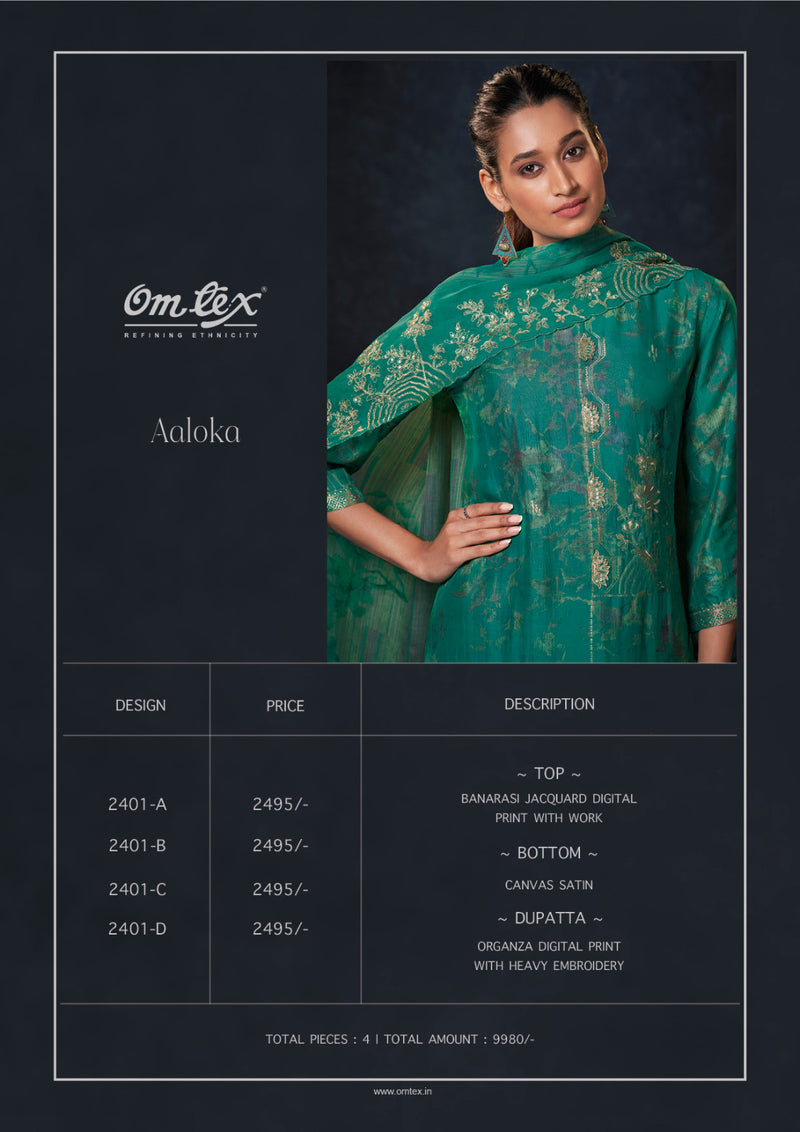 Omtex Aaloka Jacquard Digital Print With Work Heavy Salwar Suits