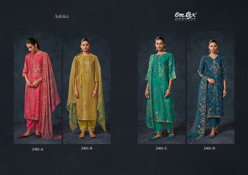 Omtex Aaloka Jacquard Digital Print With Work Heavy Salwar Suits