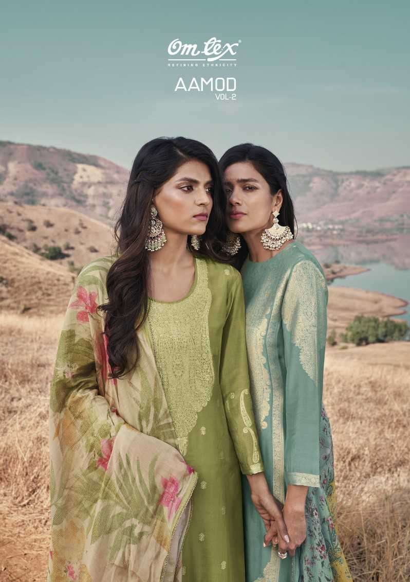 Omtex Aamod Muslin Jacquard Embroidery Designer Salwar Suits