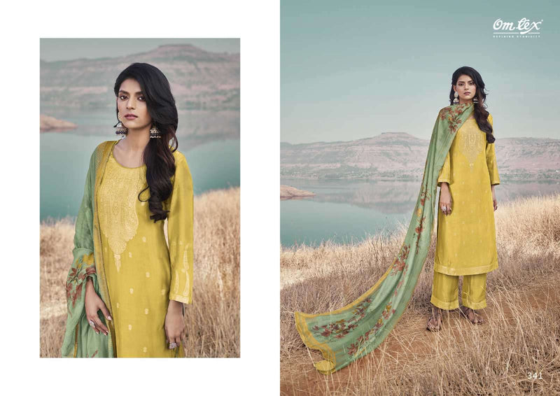 Omtex Aamod Muslin Jacquard Embroidery Designer Salwar Suits