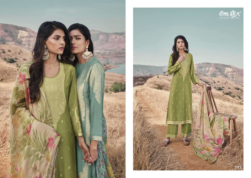 Omtex Aamod Muslin Jacquard Embroidery Designer Salwar Suits