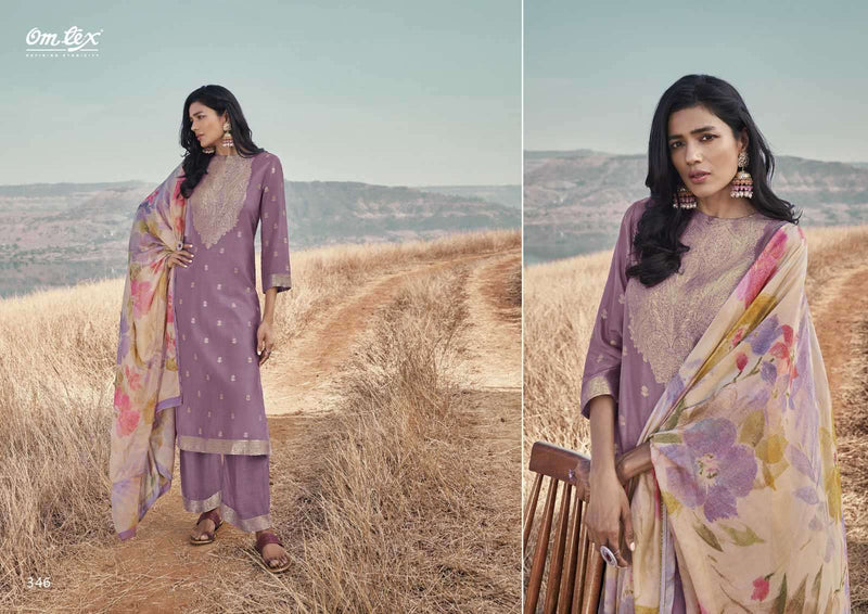Omtex Aamod Muslin Jacquard Embroidery Designer Salwar Suits