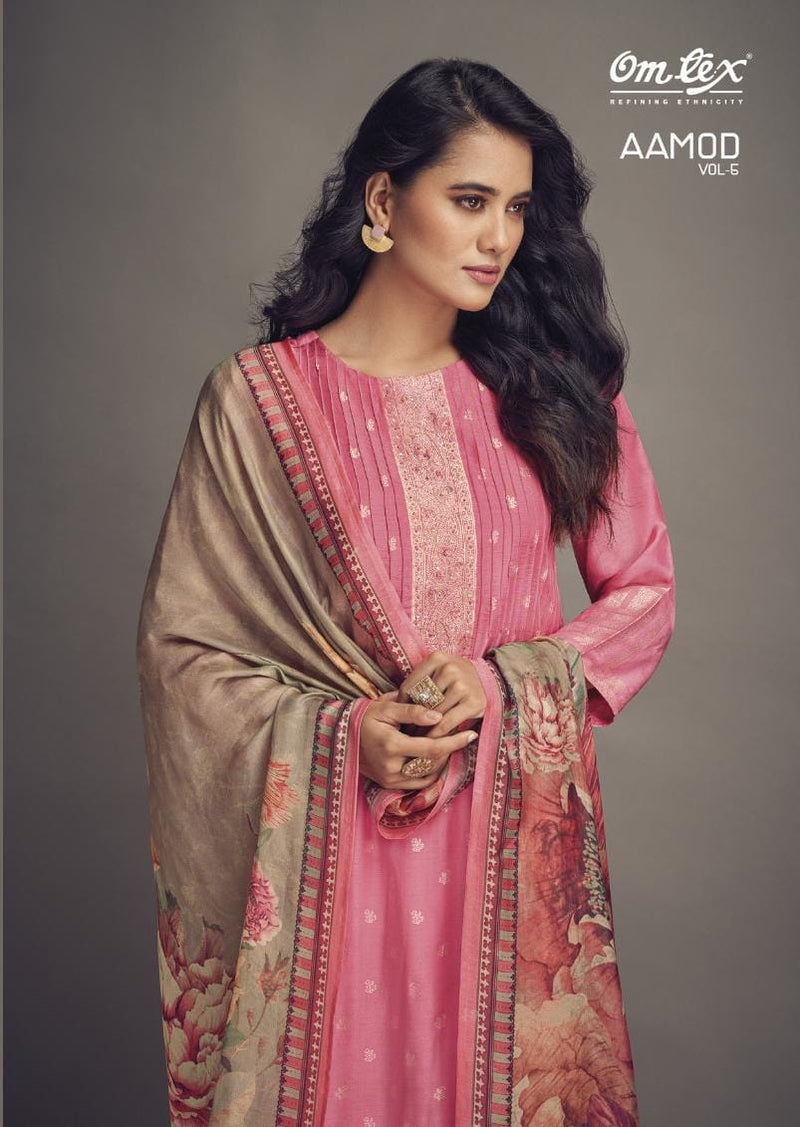 Omtex Aamod Vol 6 Muslin Jacquard With Heavy Hand Work Designer Salwar Suits