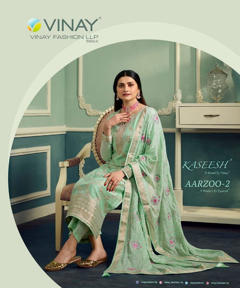 Vinay Fashion Kaseesh Aarzoo Vol 2 Dola Jacquard Zari Work Partywear Salwar Kameez