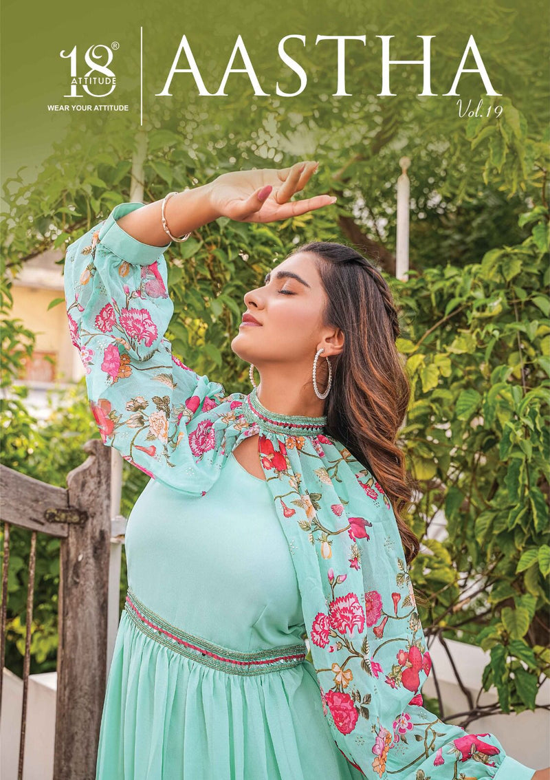 18 Attitude Aastha Vol 19 Viscose Georgette Exclusive Deasigner Party Wear Gowns