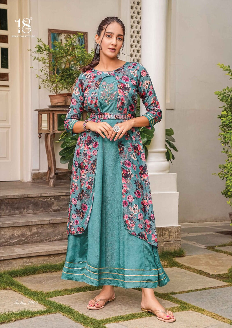 18 Attitude Aastha Vol 19 Viscose Georgette Exclusive Deasigner Party Wear Gowns