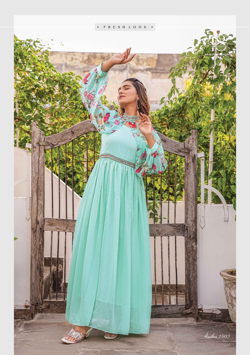 18 Attitude Aastha Vol 19 Viscose Georgette Exclusive Deasigner Party Wear Gowns