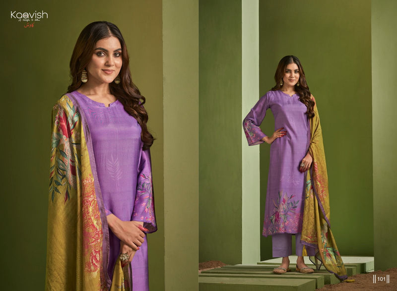 Kaavish Aawiya Muslin Silk Digital Print With Heavy Embroidery Work Suits