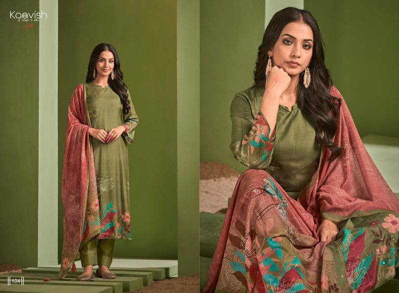Kaavish Aawiya Muslin Silk Digital Print With Heavy Embroidery Work Suits