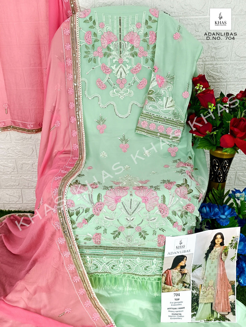 Khas Fashion Adan Libas Georgette Heavy Embroidery With Pakistani Suit Collection