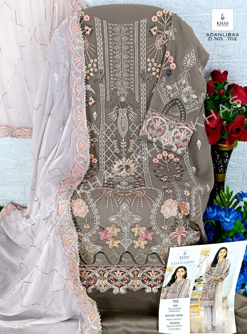 Khas Fashion Adan Libas Georgette Heavy Embroidery With Pakistani Suit Collection
