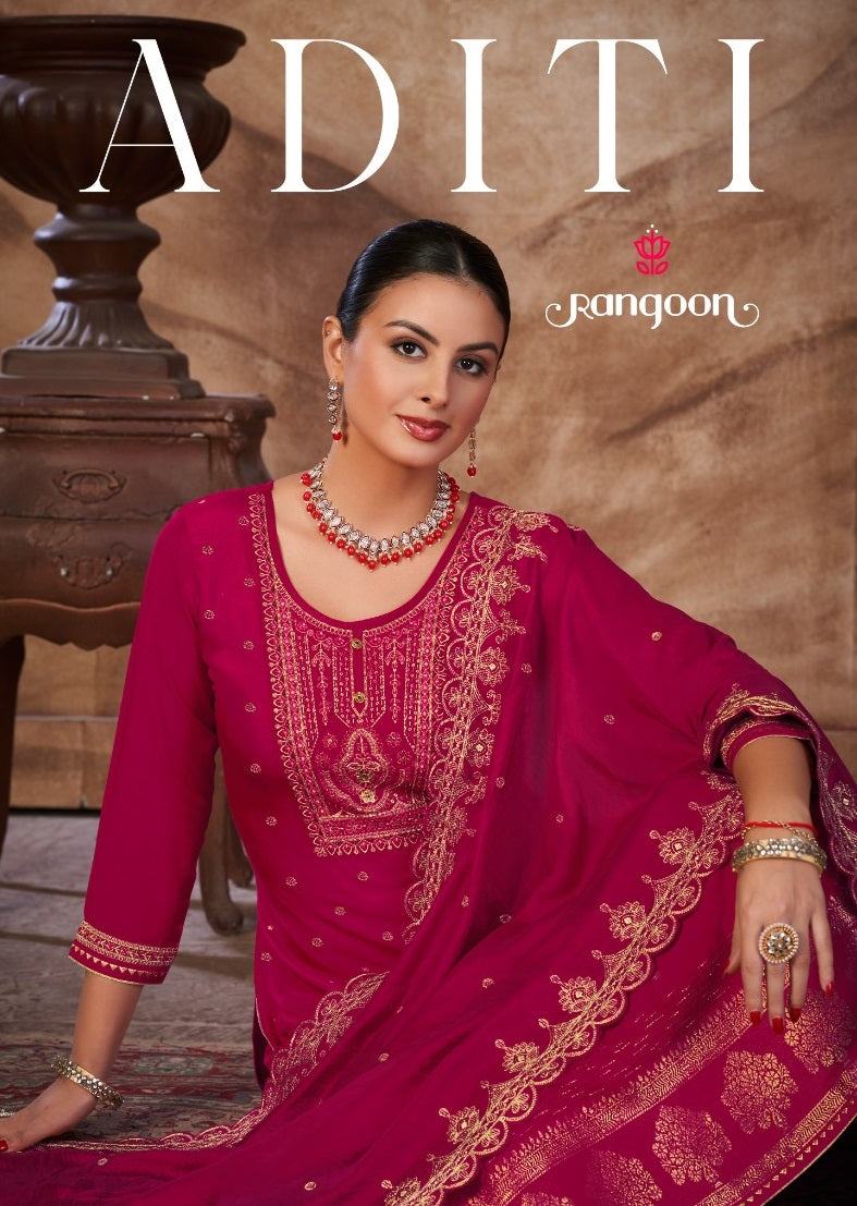 Rangoon Aditi Jacquard With Embroidery Work Exclusive Designer Suit Collection