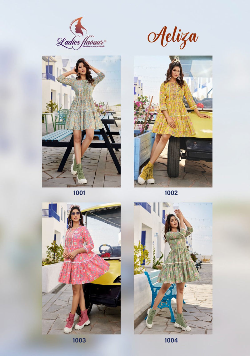 Ladies Flavour Aeliza Mull Cotton Print Embroidery Work Cotton Lace Fancy Wear Kurti