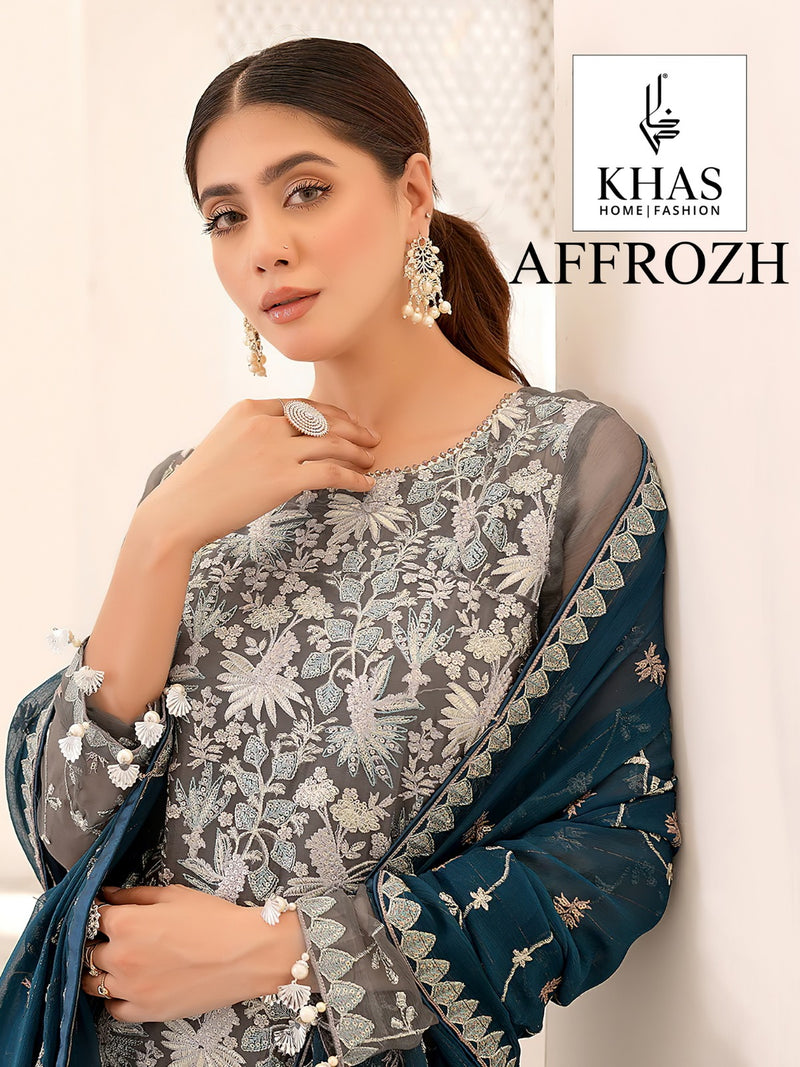 Khas Fashion Affrozh Georgette Heavy Embroidery Work Pakistani Salwar Kameez