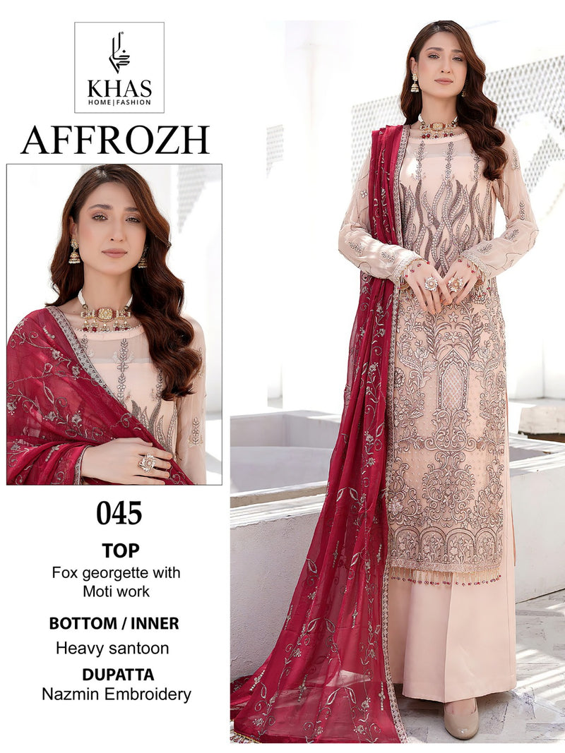 Khas Fashion Affrozh Georgette Heavy Embroidery Work Pakistani Salwar Kameez