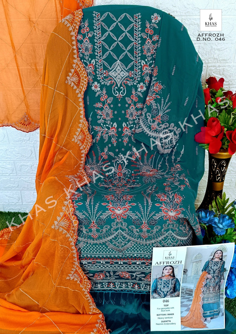 Khas Fashion Affrozh Georgette Heavy Embroidery Work Pakistani Salwar Kameez
