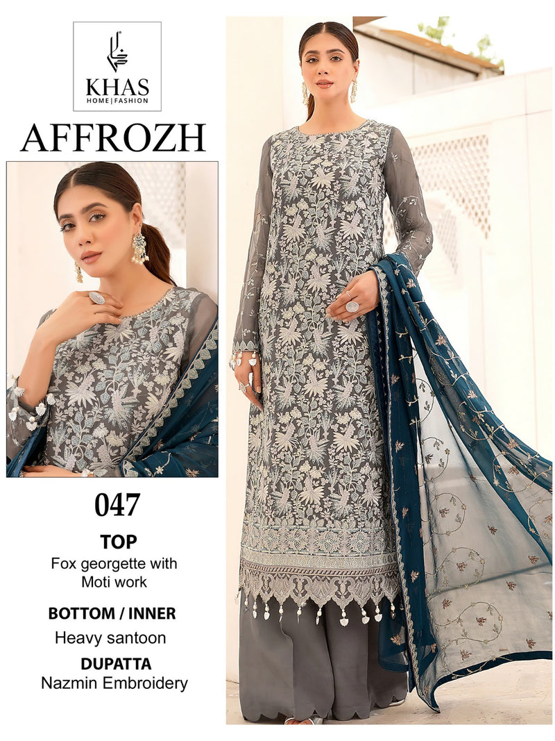 Khas Fashion Affrozh Georgette Heavy Embroidery Work Pakistani Salwar Kameez