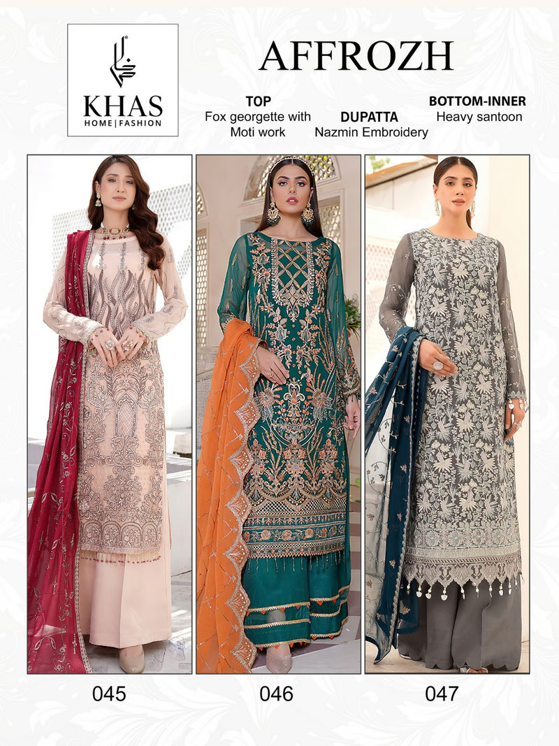 Khas Fashion Affrozh Georgette Heavy Embroidery Work Pakistani Salwar Kameez
