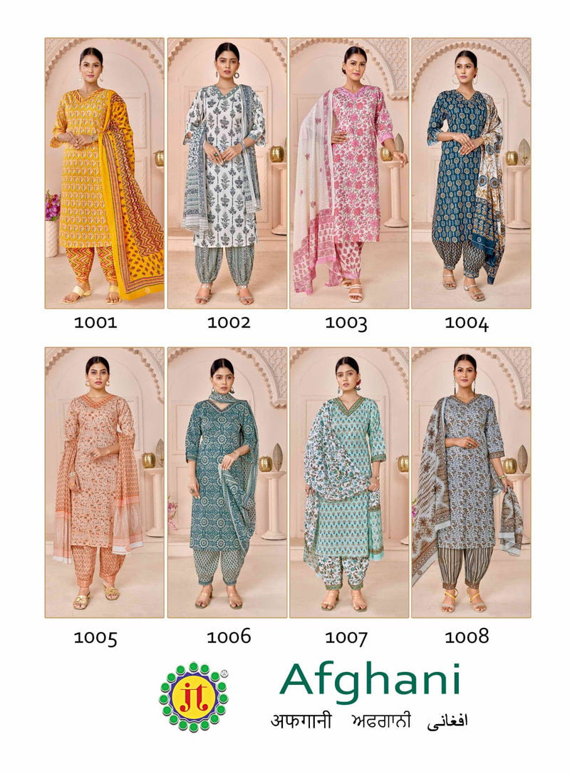 Jt Afghani Cotton With Hand Work Readymade Suit Collection