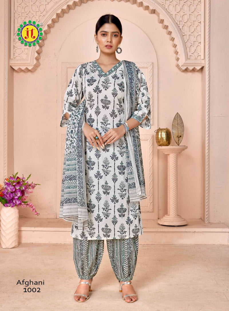 Jt Afghani Cotton With Hand Work Readymade Suit Collection