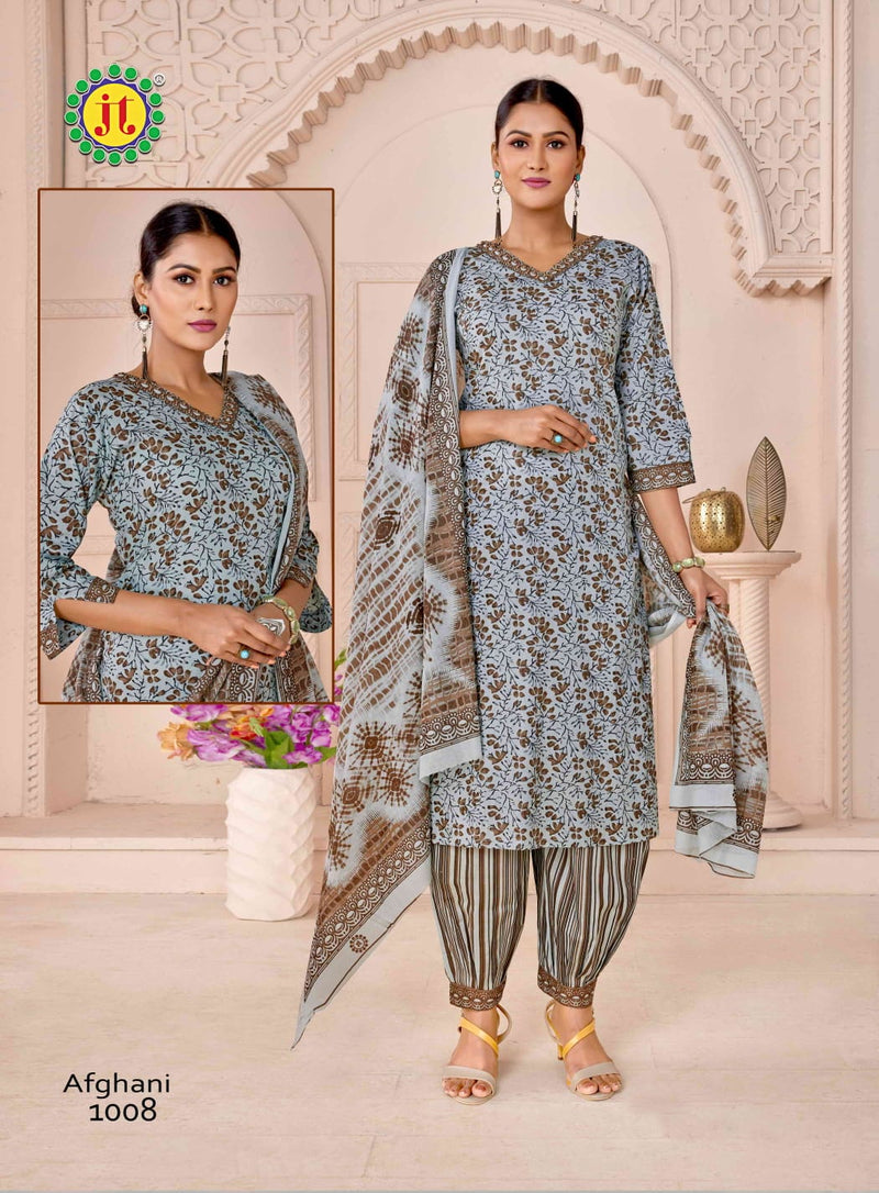 Jt Afghani Cotton With Hand Work Readymade Suit Collection