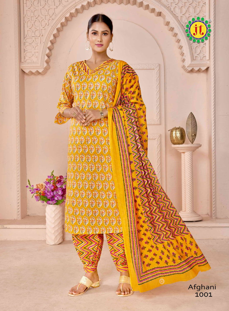Jt Afghani Cotton With Hand Work Readymade Suit Collection