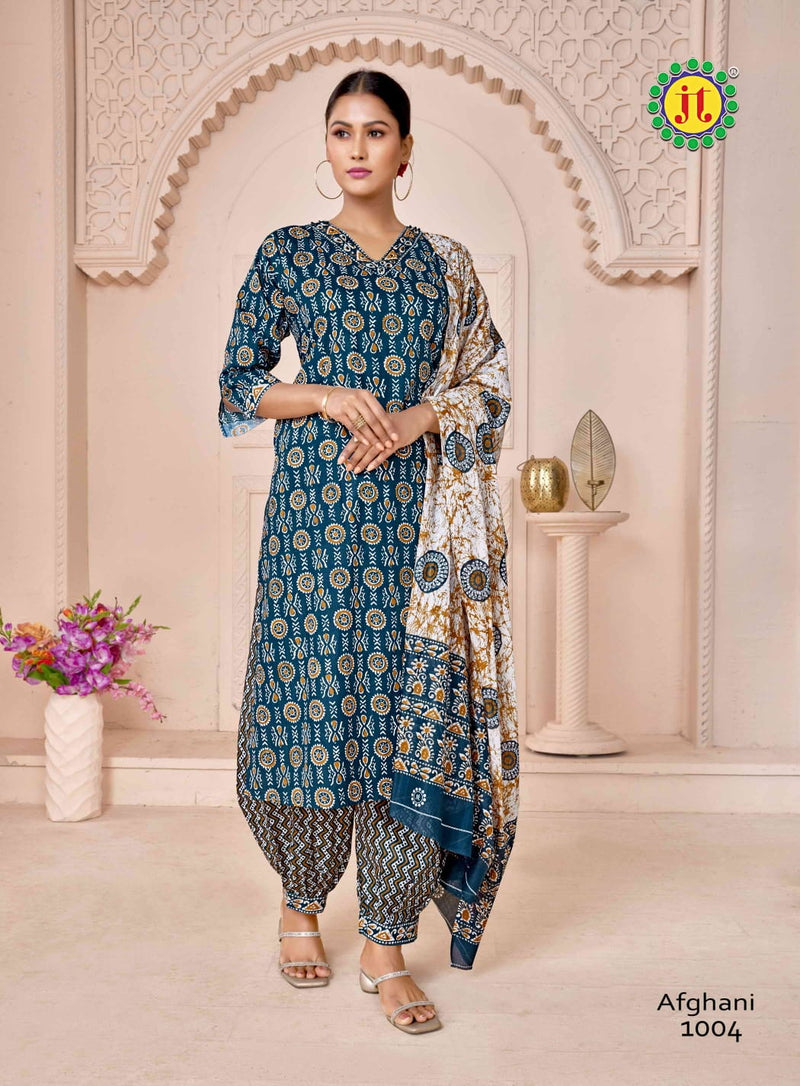 Jt Afghani Cotton With Hand Work Readymade Suit Collection
