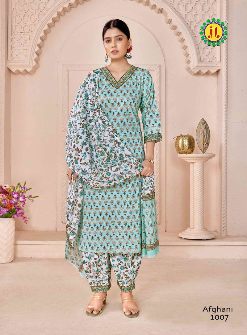 Jt Afghani Cotton With Hand Work Readymade Suit Collection
