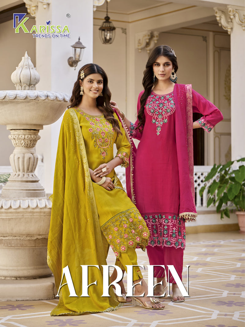Karissa Afreen Viscose Silk With Beautiful Hand Work Designer Ready Made Suits