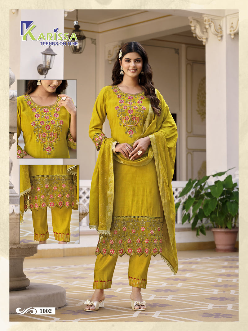 Karissa Afreen Viscose Silk With Beautiful Hand Work Designer Ready Made Suits