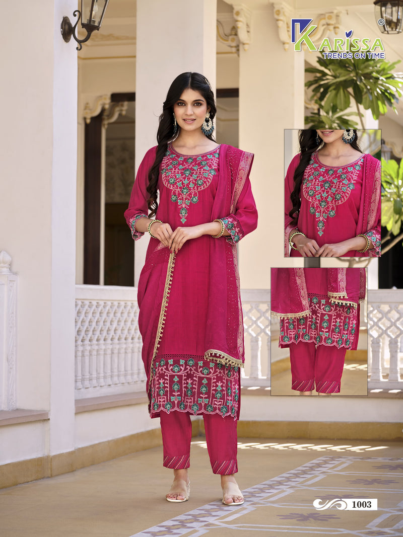 Karissa Afreen Viscose Silk With Beautiful Hand Work Designer Ready Made Suits