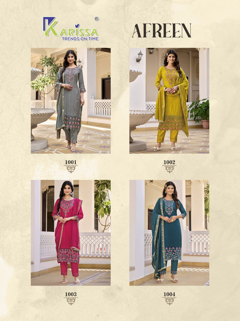 Karissa Afreen Viscose Silk With Beautiful Hand Work Designer Ready Made Suits
