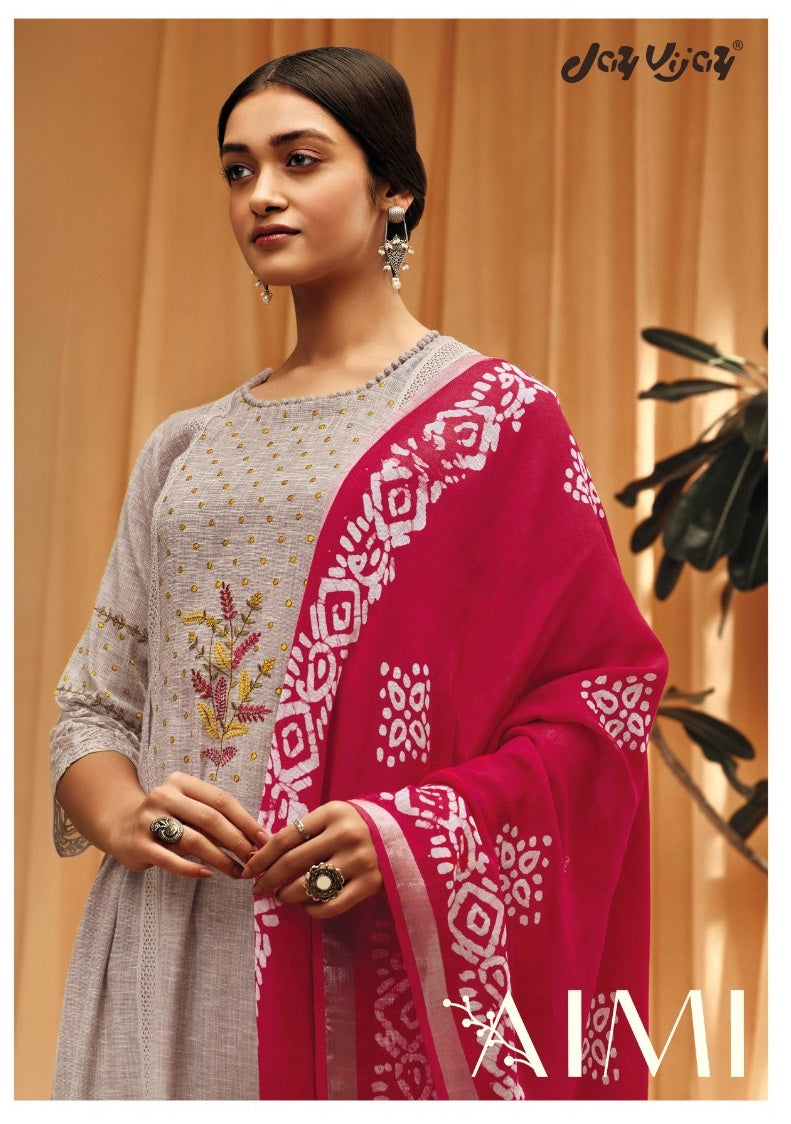Jay Vijay Aimi Cotton With Fancy Embroidery Designer Traditional Wear Suits