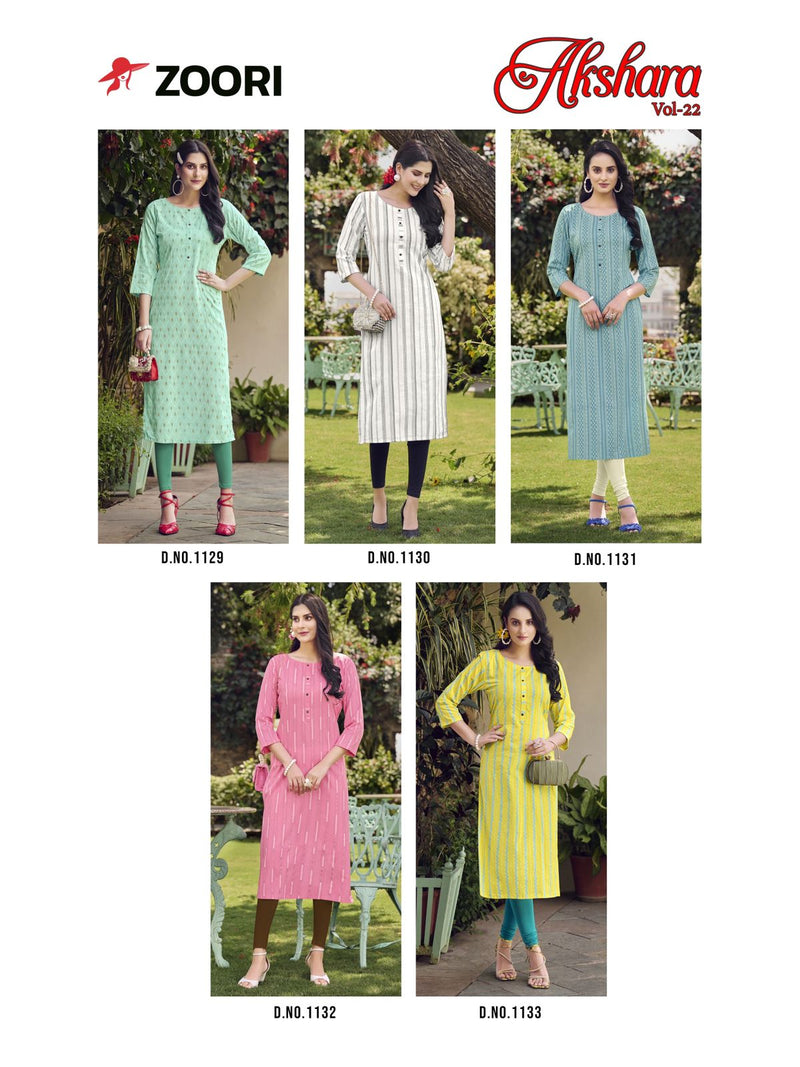 Zoori Akshara Vol 22 Rayon Printed Fancy Straight Kurtis