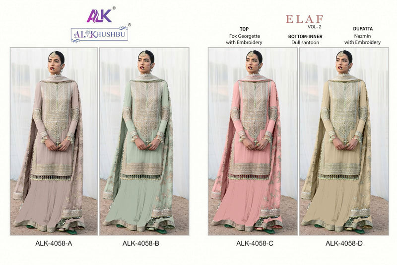 Al Khushbu Elaf Vol 2 Georgette With Heavy Embroidery Work Pakistani Suits Collection