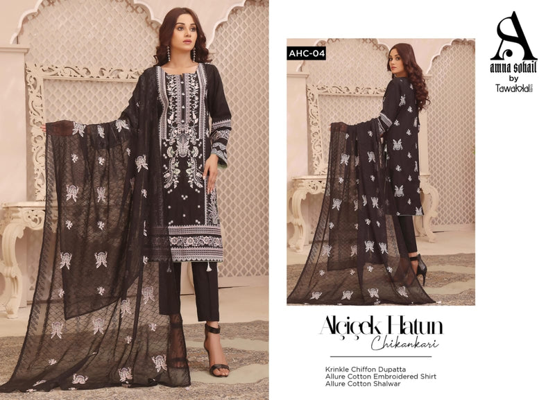 Tawakkal Fabrics Alicicek Hatun Lawn Cotton Embroidered Chikankari Lawn Cotton Pakistani Salwar Kameez