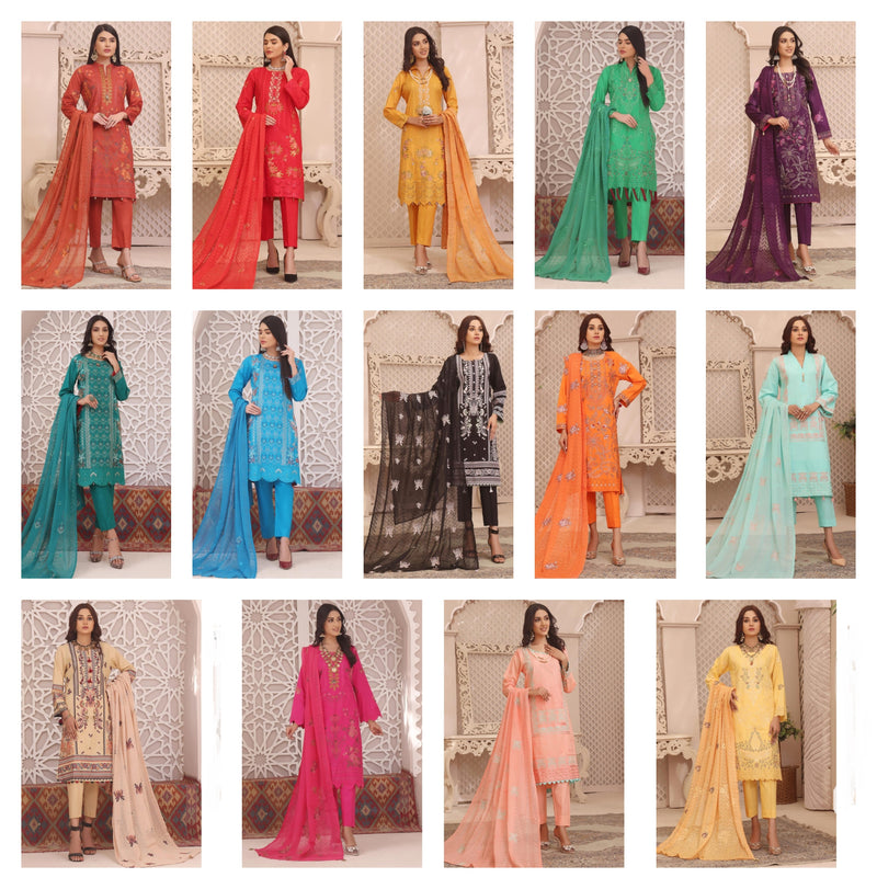 Tawakkal Fabrics Alicicek Hatun Lawn Cotton Embroidered Chikankari Lawn Cotton Pakistani Salwar Kameez