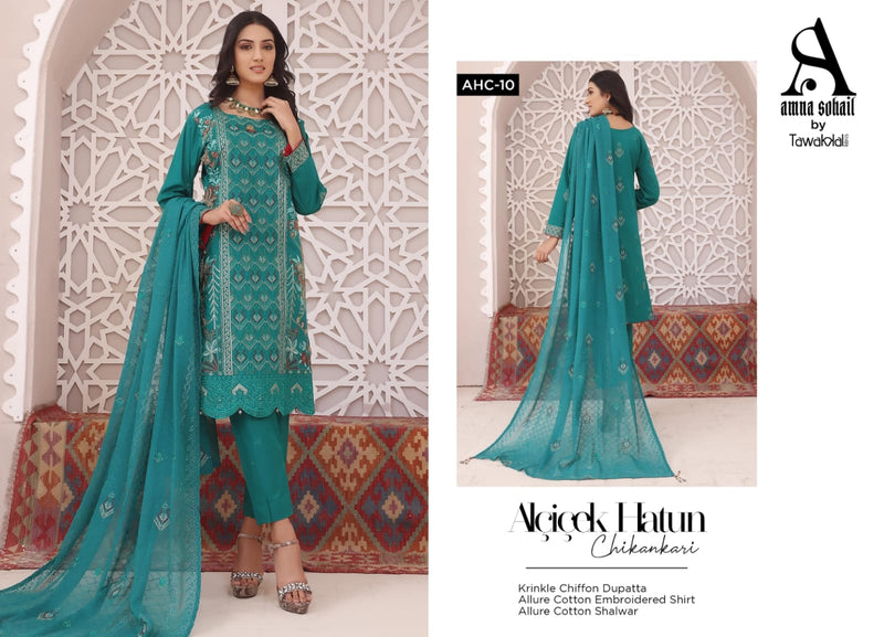 Tawakkal Fabrics Alicicek Hatun Lawn Cotton Embroidered Chikankari Lawn Cotton Pakistani Salwar Kameez