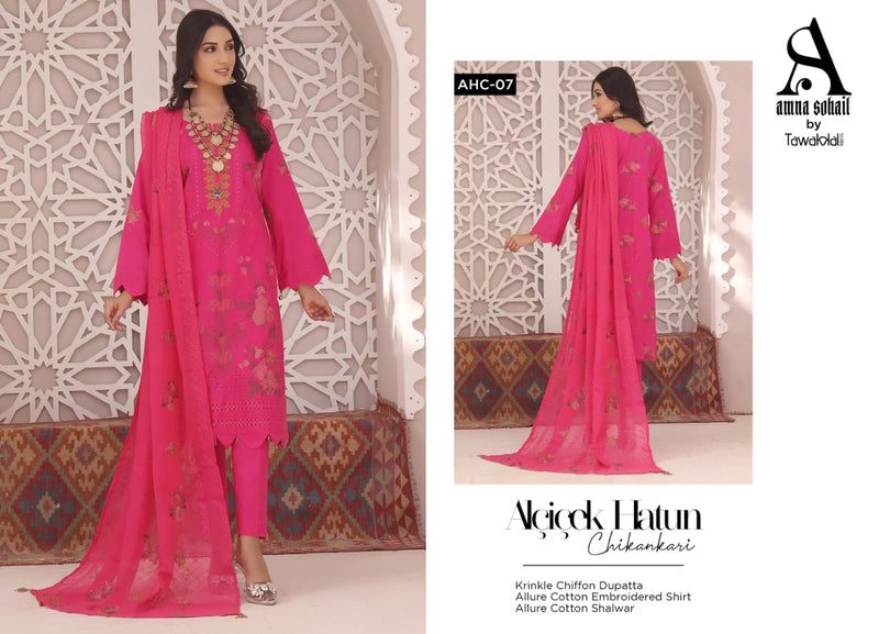 Tawakkal Fabrics Alicicek Hatun Lawn Cotton Embroidered Chikankari Lawn Cotton Pakistani Salwar Kameez