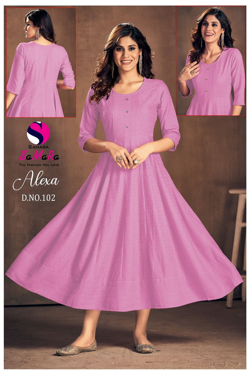 Samara Alexa Rayon With Fancy Shiffli Designer Gowns