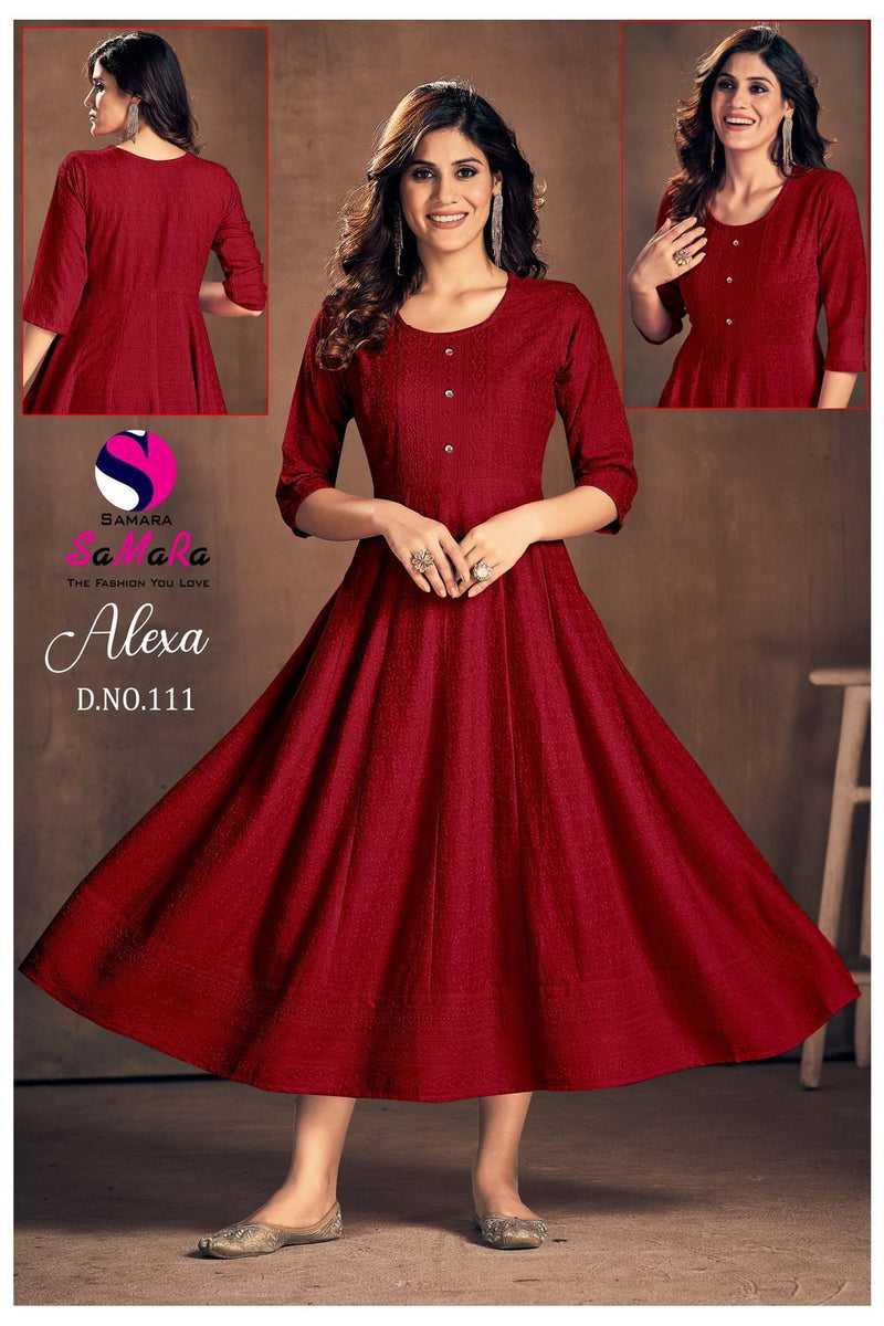 Samara Alexa Rayon With Fancy Shiffli Designer Gowns