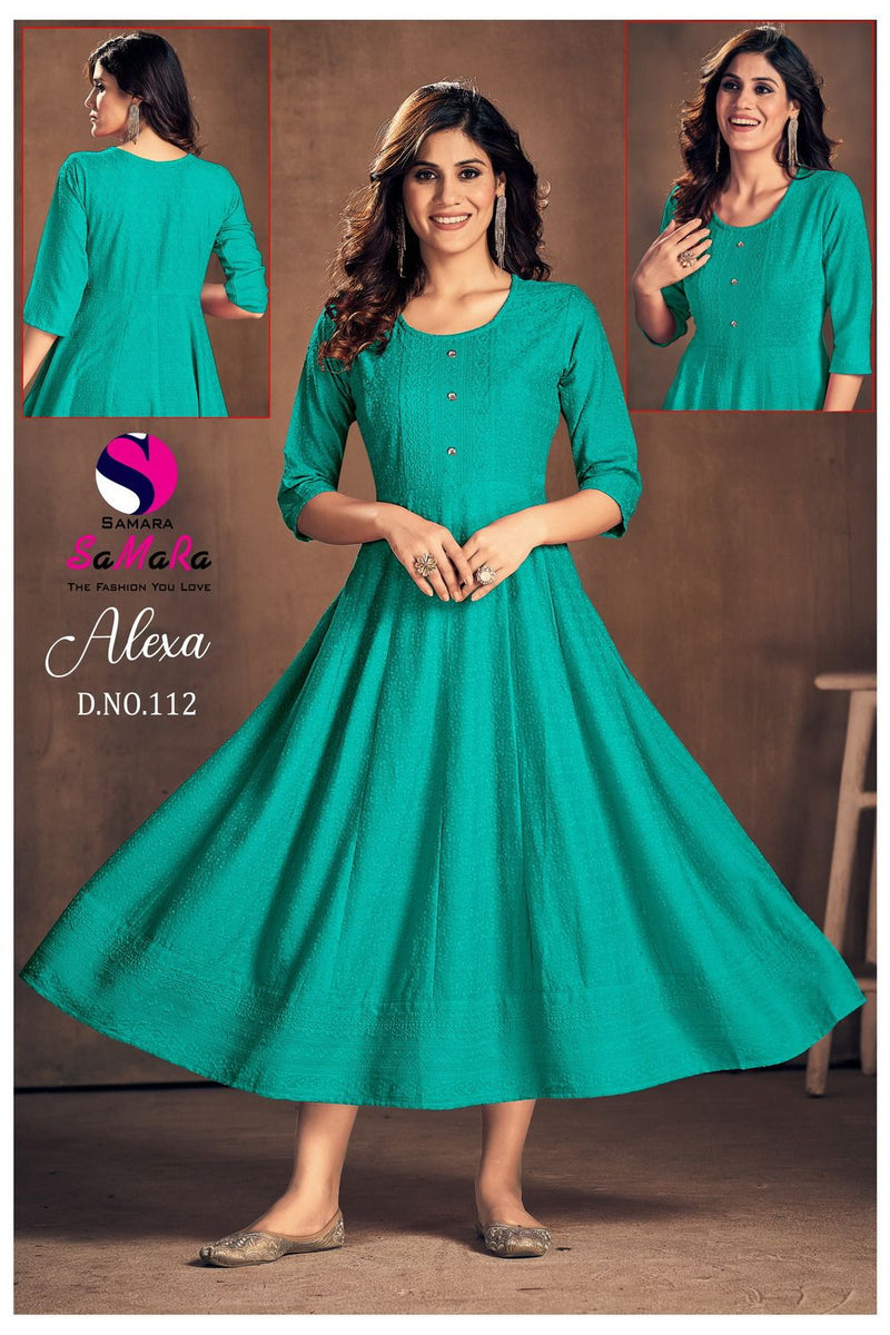 Samara Alexa Rayon With Fancy Shiffli Designer Gowns