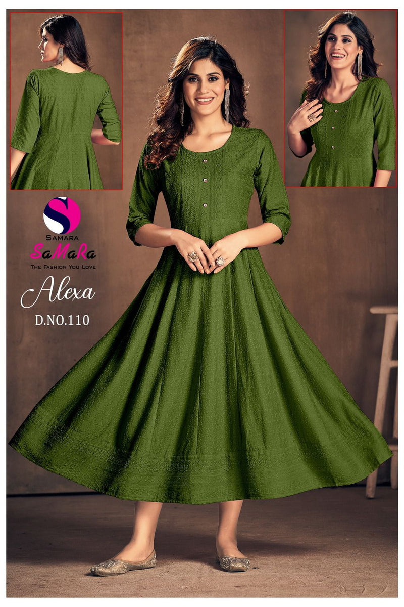 Samara Alexa Rayon With Fancy Shiffli Designer Gowns