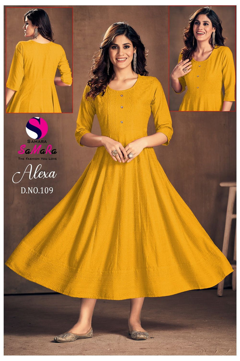 Samara Alexa Rayon With Fancy Shiffli Designer Gowns